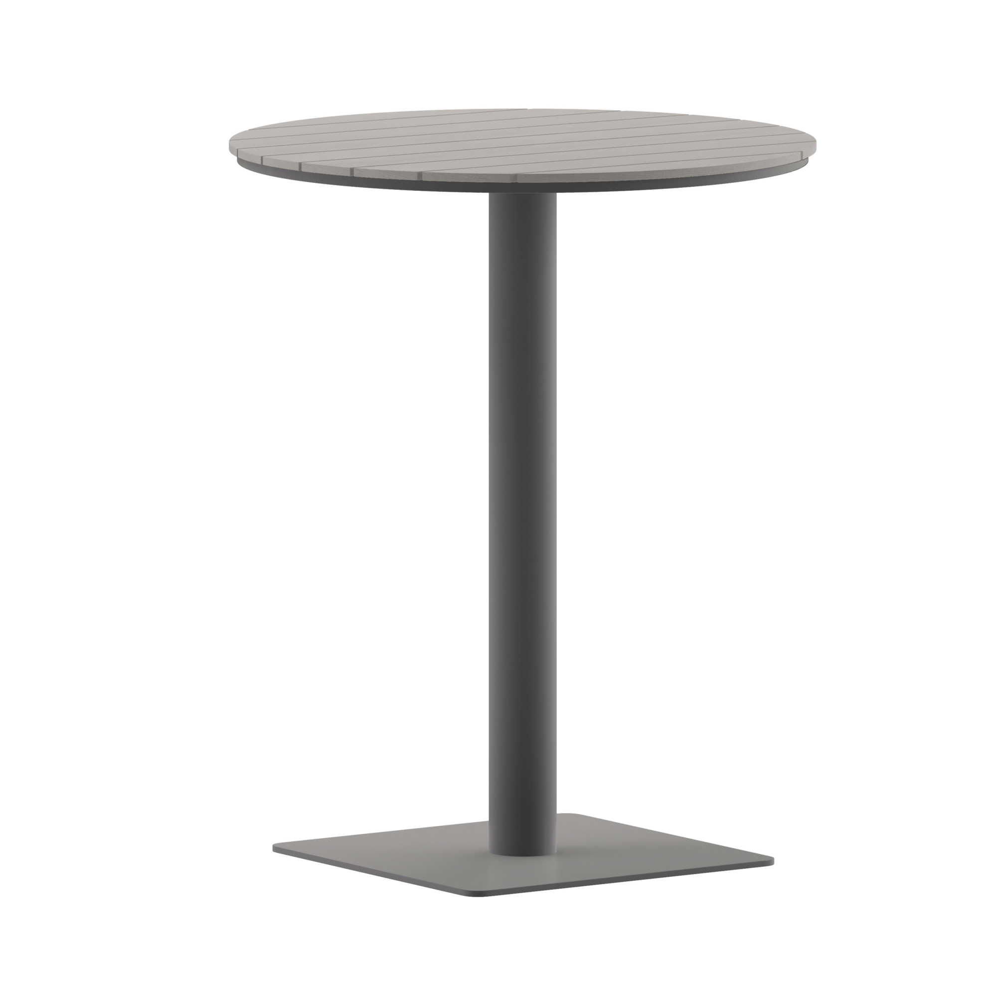 Flash Furniture, Gray/Gray 24in. Round Outdoor Patio Table, Table Shape Round, Primary Color Gray, Height 29.75 in, Model# SBTB106GRY